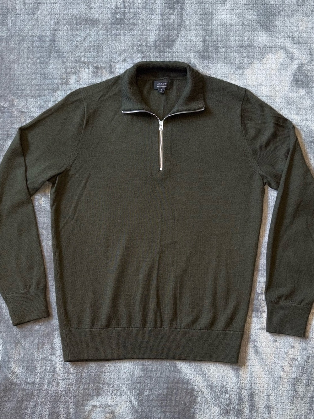 J.CREW 100% Merino Wool Sweater Men’s S Grey/Charcoal Quarter Zip Preppy Casual